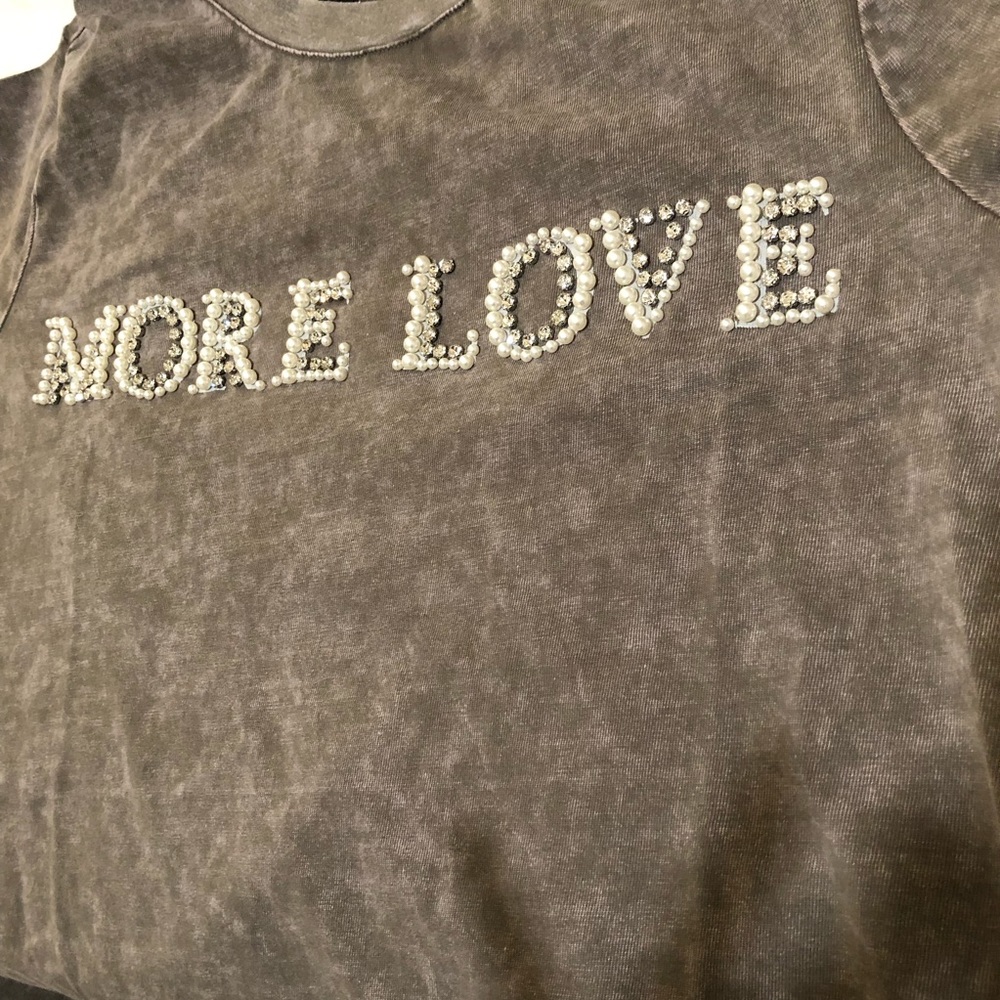 New pearly rhinestone t shirt more love size 0X